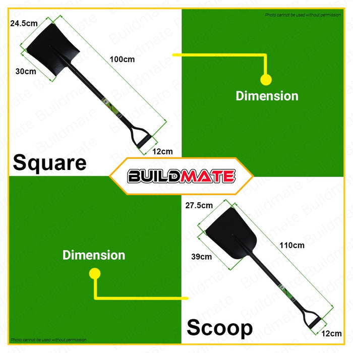 HOYOMA JAPAN All Steel Digging Shovel ROUND | SPADE | SQUARE | SCOOP [SOLD PER PIECE] •BUILDMATE•