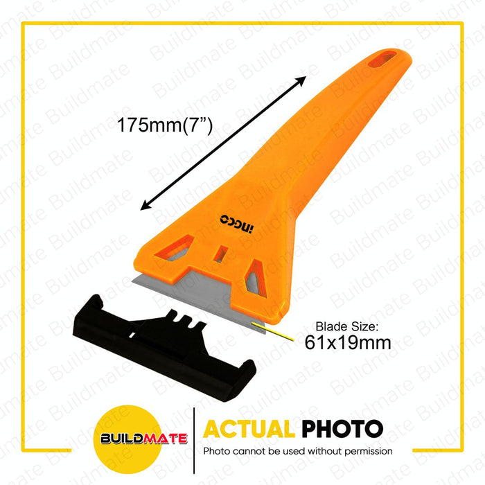 INGCO 7" Window Scraper Cleaner with 1 Trimming Knife Blade 175mm HGS31751 •BUILDMATE• IHT
