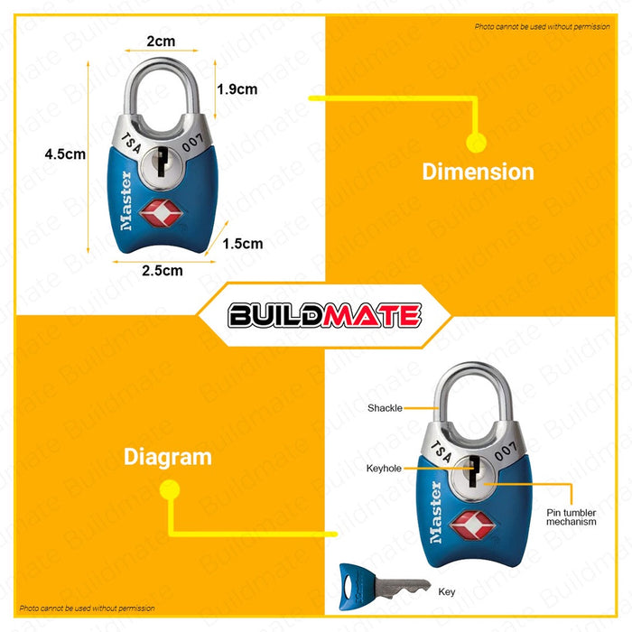 MASTER LOCK TSA Key Alike Padlock #4689T 2 pcs x 25mm RANDOM COLOR AUTHENTIC •BUILDMATE•