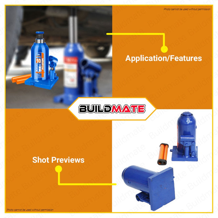 WADFOW 10 TONS Hydraulic Bottle Jack Welded Bottle Jack 10 Ton Easy Lifting WHJ1510 •BUILDMATE• WHT
