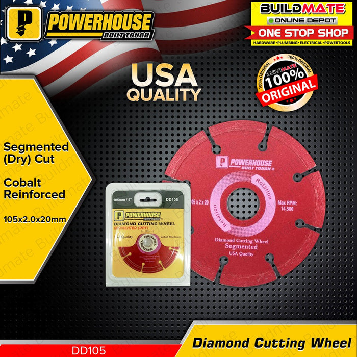 POWERHOUSE Diamond Cutting Wheel Disc Dry Type 4" DD105 + FREE GLOVES •BUILDMATE•PTAA