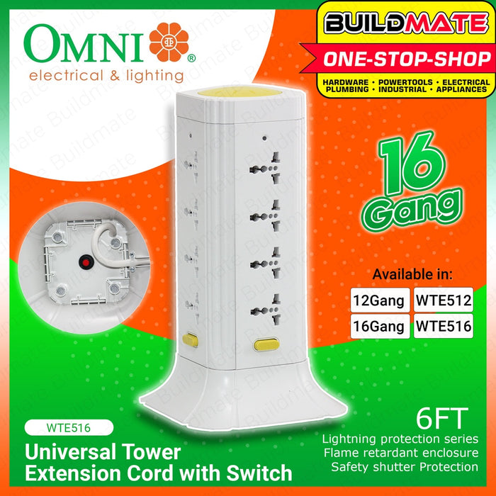 Omni Tower Extension Cord Power Strip WTE512 / WTE516 •BUILDMATE•