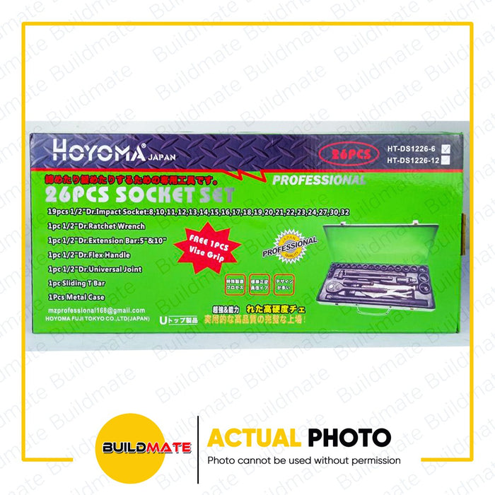 HOYOMA 26PCS Socket Set 1/2" Inch Drive With Vise Grip 6pt | 12pt Hand Tools •BUILDMATE• HYMHT