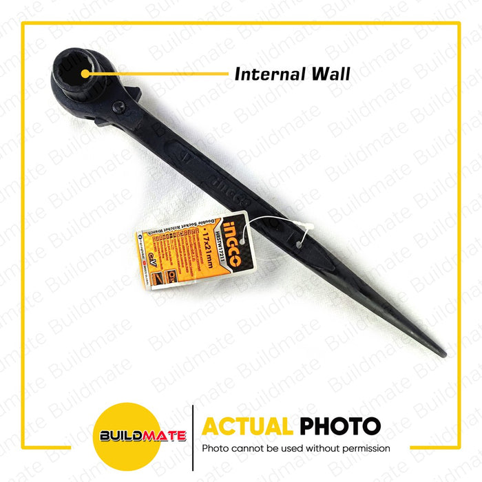 INGCO Double Socket Ratchet Wrench 17x19mm  17x21mm  19x21mm  •BUILDMATE• IHT