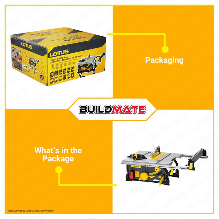 LOTUS Jobsite Portable Table Saw 2000W Heavy Duty Wood Table Saw Heavy Duty LTST254RPF PRO BUILDMATE