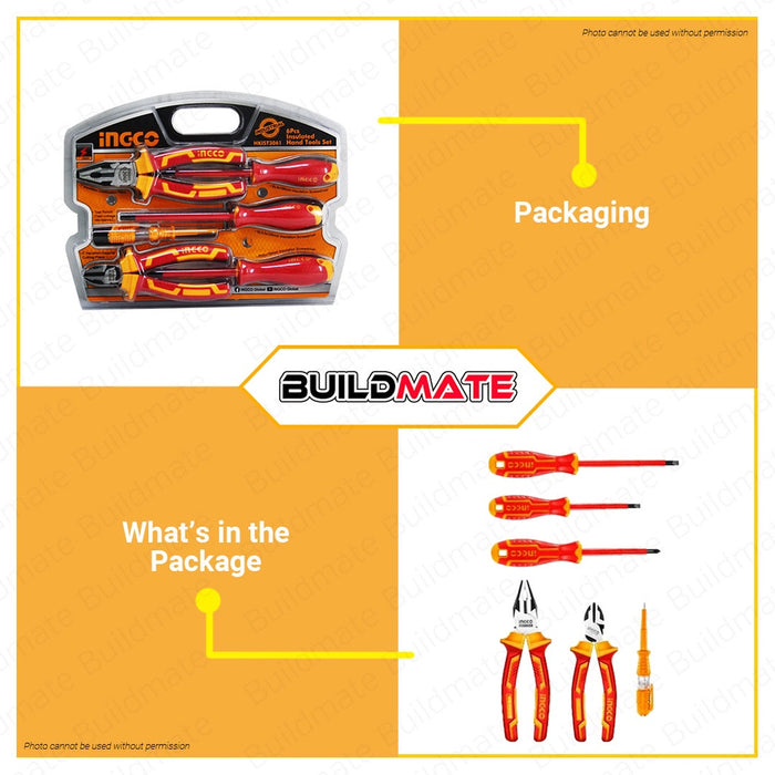 INGCO 6 PCS Insulated Hand Tool Set HKIST3061 •BUILDMATE• IHT