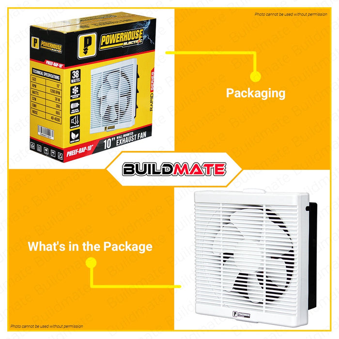 POWERHOUSE Electric Exhaust Fan Wall Mounted Veloce Series 8" Inch & 10" Inch •BUILDMATE• PHE