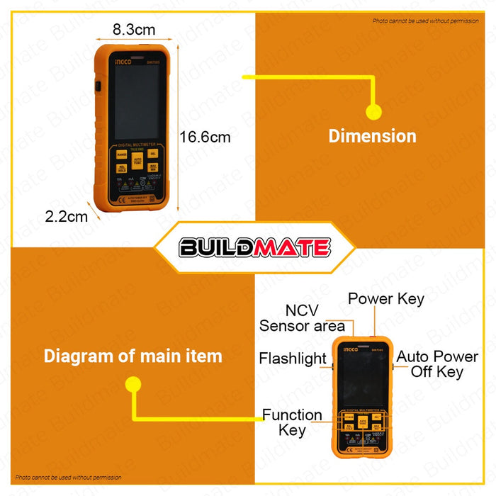 INGCO Digital Multimeter Tester DM7505 100% ORIGINAL / AUTHENTIC •BUILDMATE• IPT