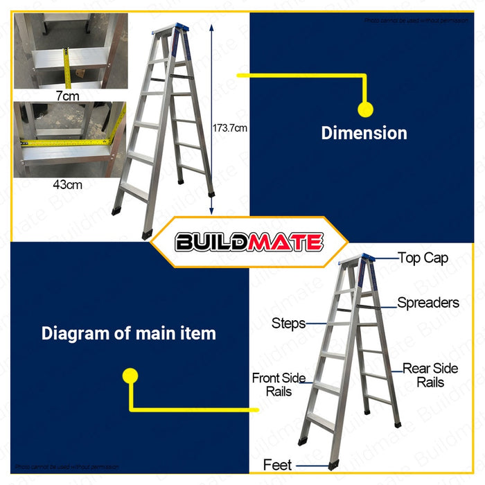 OXFORD ENGLAND Aluminum Step Ladder 6 STEPS •BUILDMATE•