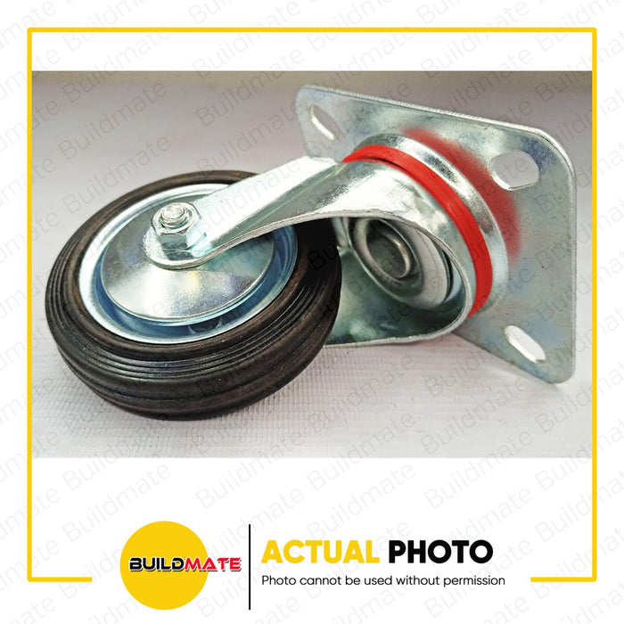 BUTTERFLY Rubber Caster Wheel 4" Fixed | Swivel | Swivel with Brake SOLD PER PIECE •BUILDMATE•