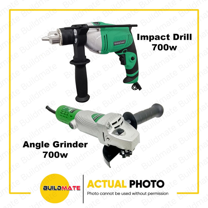 HOYOMA Impact Driver & Angle Grinder 4 Layers of Tools in Cylindrical Case •BUILDMATE• HYMPT