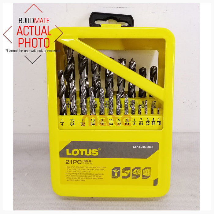 LOTUS HSS-G Drill Bit 21PCS/SET For Wood & Metal LTXT21GDBX •BUILDMATE• LPA