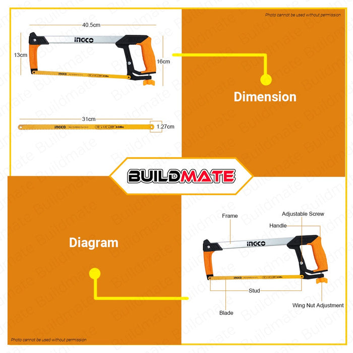 INGCO Hacksaw Frame 300mm / 12" HHF3008 •BUILDMATE• HT2