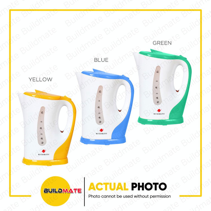 MICROMATIC Electric Cordless Plastic Kettle 1.5L MCK-1700 ( BLUE, GREEN, YELLOW ) •BUILDMATE•