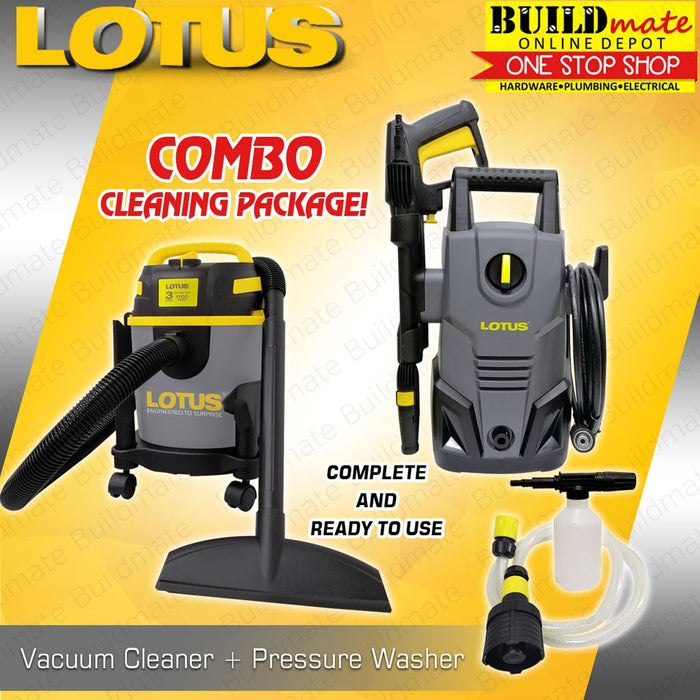 [COMBO] LOTUS PACKAGE Pressure Washer 1400W & Vacuum Cleaner 3Gallon •BUILDMATE•