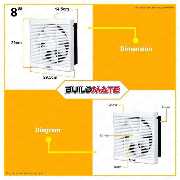 POWERHOUSE Electric Exhaust Fan Wall Mounted Veloce Series 8" Inch & 10" Inch •BUILDMATE• PHE