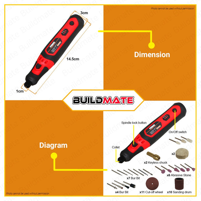 PROMAN 55PCS/SET Cordless Mini Grinder Set PT-CMG55KIT | 100% ORIGINAL / AUTHENTIC •BUILDMATE•