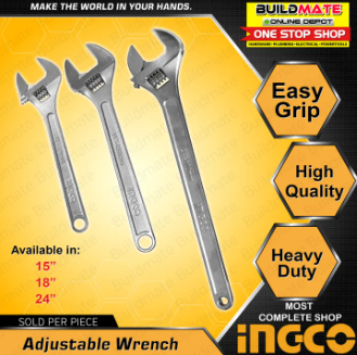 INGCO 15" | 18" | 24" Adjustable Wrench / Katala Gripping Fastener Nut & Bolts Multifunction Spanner 450mm SOLD PER PIECE  •BUILDMATE• IHT