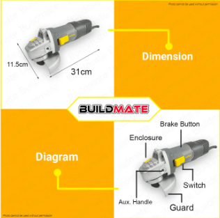[COMBO] LOTUS Angle Grinder 4" 650W & Grinder Stand +FREE TAPE MEASURE •BUILDMATE• LPT LUTOS
