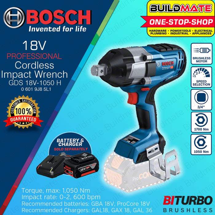 BOSCH Professional Cordless Lithium Ion Li-Ion Impact Drill Driver GDS 18V-1050 06019J85L1 BLC