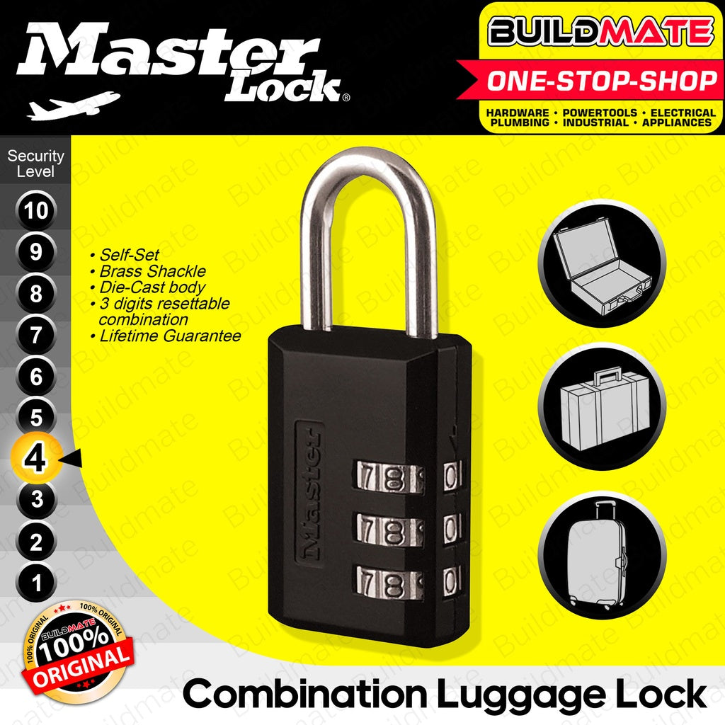 MASTER SelfSet Combination Luggage Lock Black 1'' 647D 100 ORIGINAL