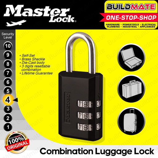 MASTER Self-Set Combination Luggage Lock Black 1'' #647D 100% ORIGINAL / AUTHENTIC •BUILDMATE•