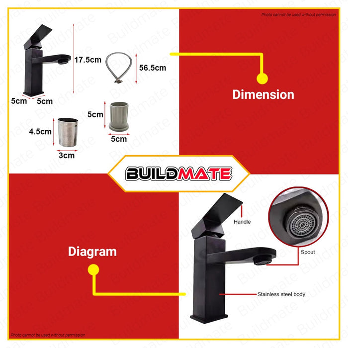 WSDA Stainless Steel Flexible Lavatory Hose Matte Black Finish SF-505 BK •BUILDMATE•