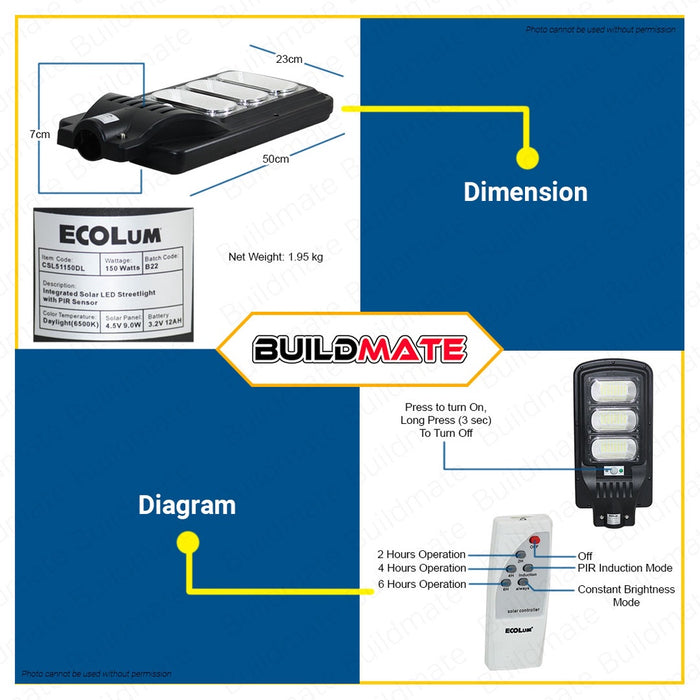 ECOLUM FIREFLY Solar LED Light Streetlight 100W CSL51100DL | 150W CSL51150DL •BUILDMATE•