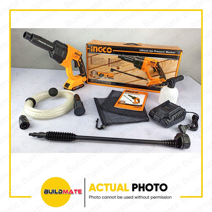 INGCO Lithium-Ion Cordless Pressure Washer 20V with Battery and Charger CPWLI20082P | CPWLI2008 ICPT