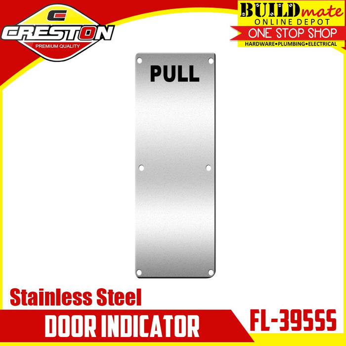 BUILDMATE Creston Stainless Steel Door Sign Indicator Push / Pull Handle Door Plate Label Entrance Signage SOLD PER PIECE FL-394SS / FL-395SS