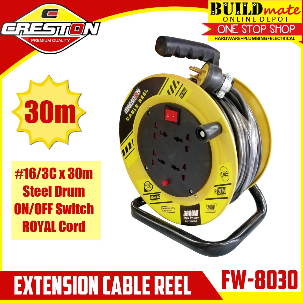 CRESTON Extension Wheel Cable Reel 30m FW8030 — Buildmate