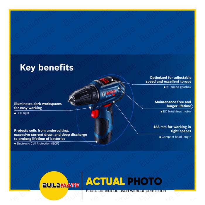 BOSCH Professional Cordless Drill / Driver 12V Lithium Ion Battery GSR 12V-30 (KIT) •BUILDMATE• BLC