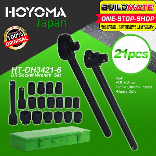 HOYOMA JAPAN 21 PCS Socket Bits Set 3/4" Drive 6 Pts HT-DS3421-6 100% ORIGINAL •BUILDMATE•