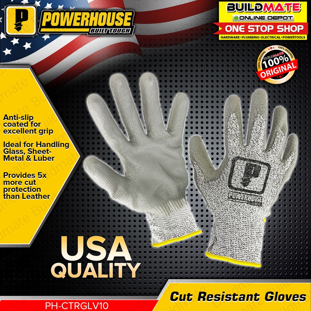 POWERHOUSE USA Cut Resistant Hand Safety Gloves Hand Protection PH-CTR ...