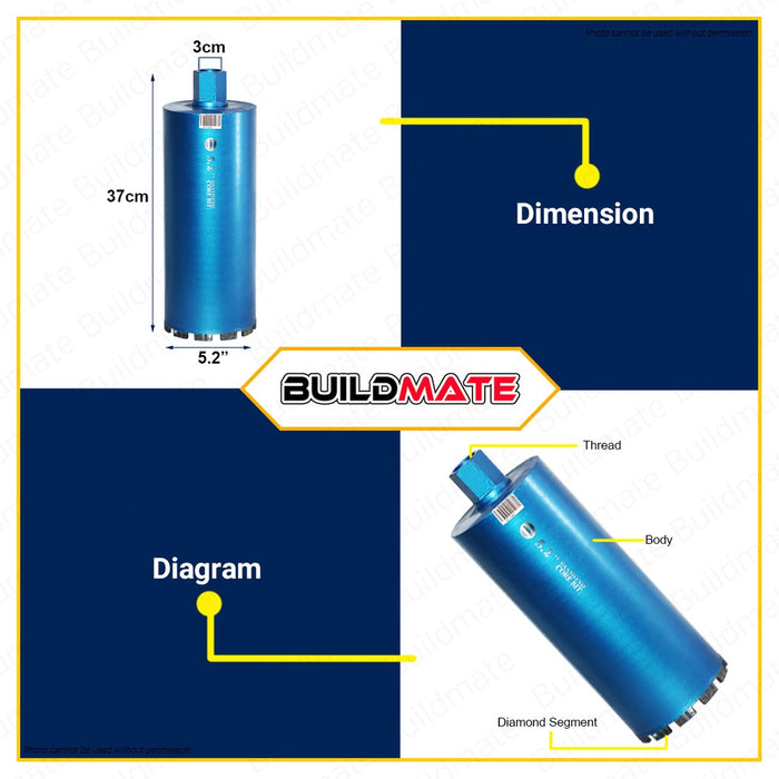 FUJIMA JAPAN Diamond Core Coring Bits 132mm x 370mm 5.2" FT-DCB132 AUTHENTIC •BUILDMATE•