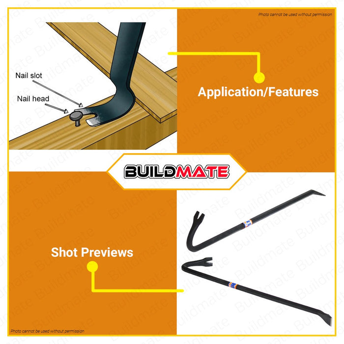 WADFOW Wrecking Bar 600mm 24" Inch Nail Puller End Gooseneck Wrecking Bar WQB1360 •BUILDMATE• WHT