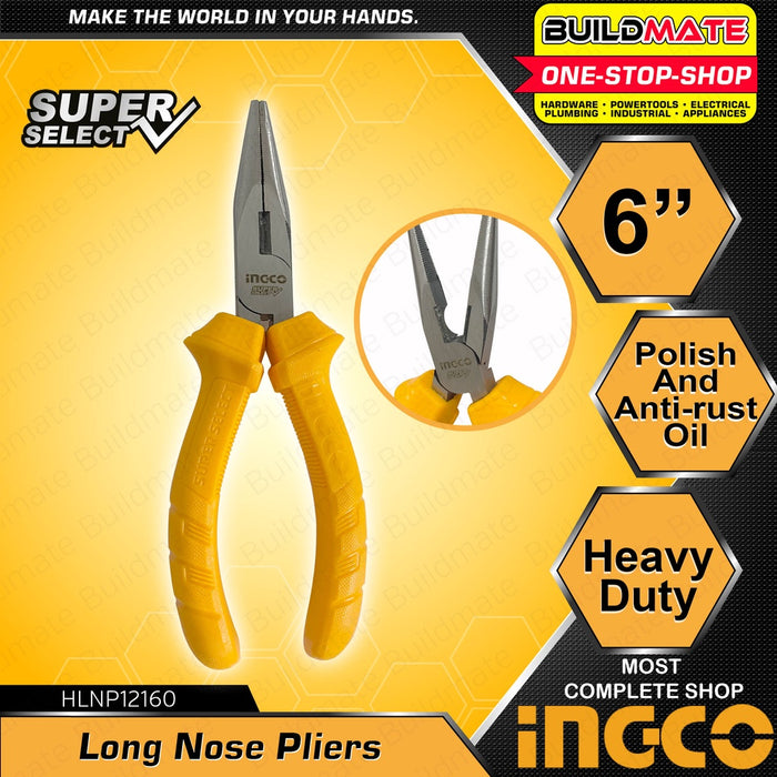 INGCO Long Nose Pliers 6" Super Select HLNP12160 •BUILDMATE• IHT