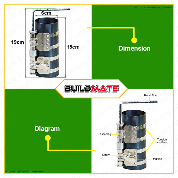 HOYOMA JAPAN Piston Ring Compressor 4" Inch & 6" Inch Adjustable Piston Installer •BUILDMATE• HHT