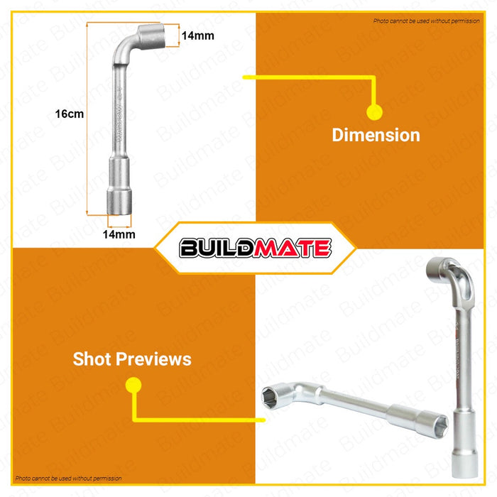 WADFOW L-Angled Socket Wrench 8mm To 19mm Hand Tools Chrome-Plated SOLD PER PIECE •BUILDMATE• WHT