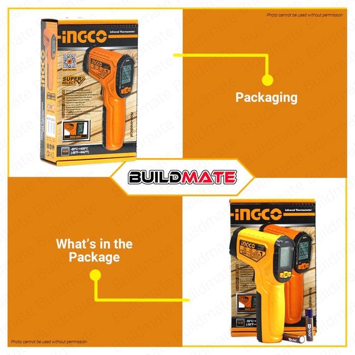 BUILDMATE Ingco Infrared Digital Thermometer Thermal Scanner Body and Surface HIT010381 / HIT0155026 / HIT0155028 - IPT