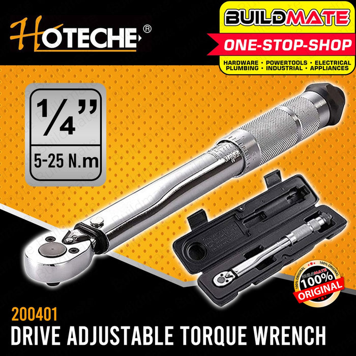 HOTECHE Adjustable Torque Wrench with Case 1/4" Cr-V HTC-200401 100% ORIGINAL •BUILDMATE•