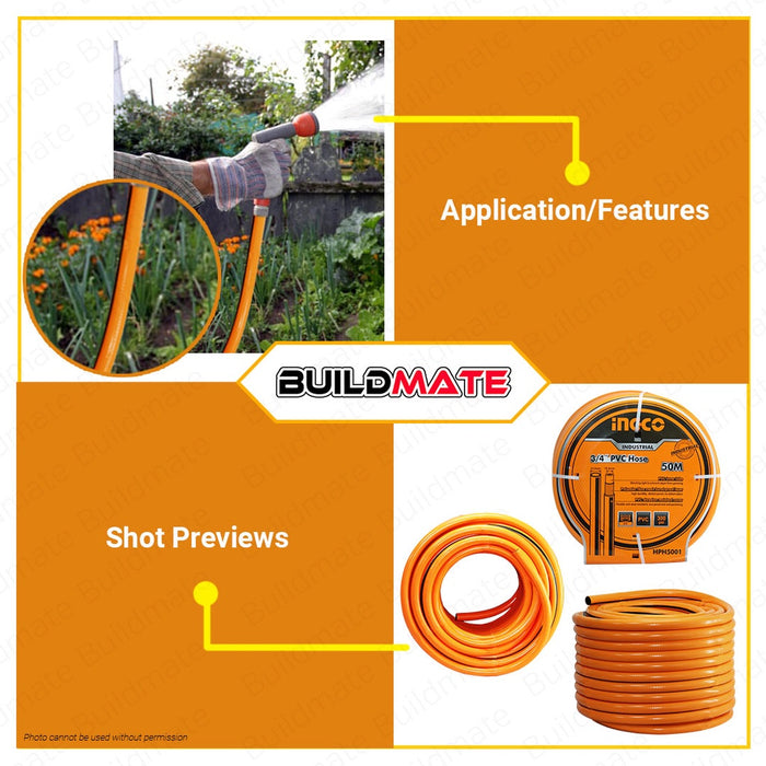 INGCO 3/4" PVC Hose 50m 300PSI For Gardening High Quality HPH5001 •BUILDMATE• IHT