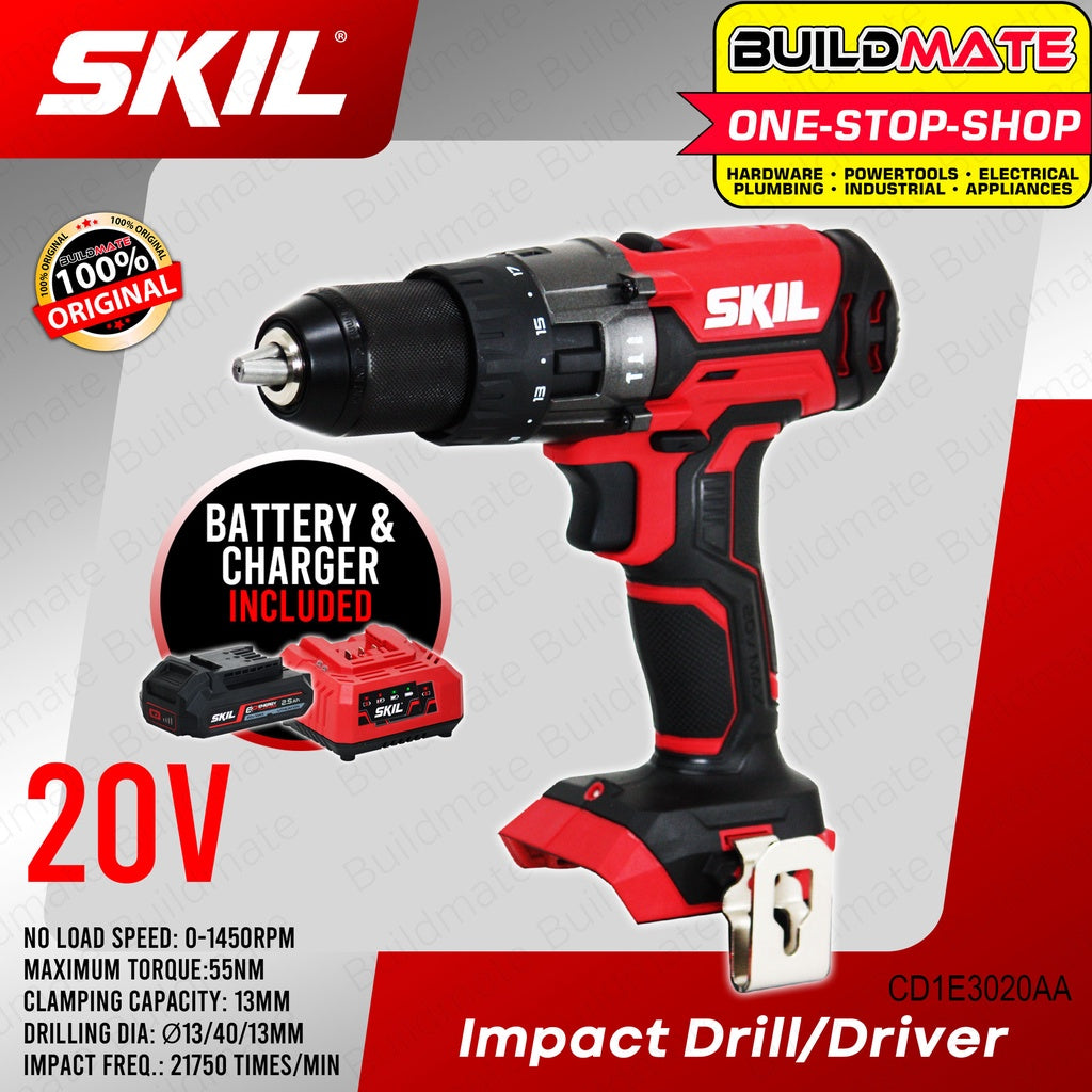 SKIL Cordless Impact Drill Driver 20V BL with 1 pc Battery and Charg Buildmate