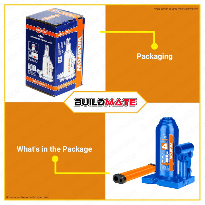 WADFOW 4 TONS Hydraulic Bottle Jack Welded Bottle Jack 4 Ton Easy Lifting WHJ1504 •BUILDMATE• WHT