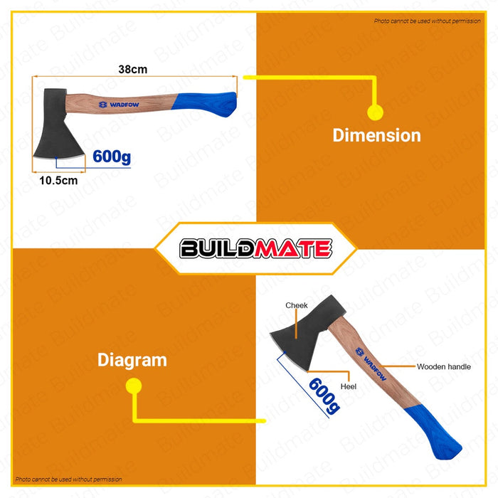 WADFOW Hand Axe 600g Drop-forged Axehead Hardwood Handle Hatchet Hand Tool WMB6306 •BUILDMATE• WHT