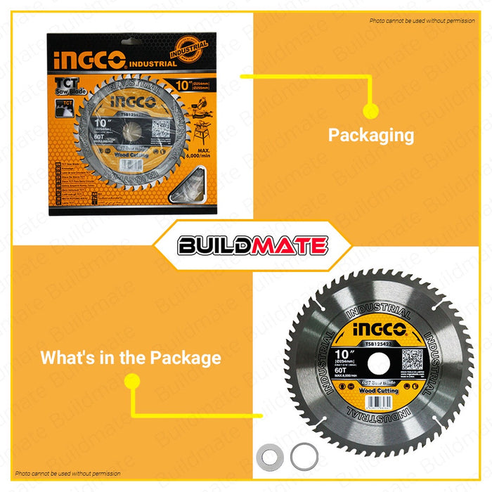 INGCO TCT Saw Blade For Miter Saw 10" 60 TEETH for Wood TSB125423 •BUILDMATE• IHT