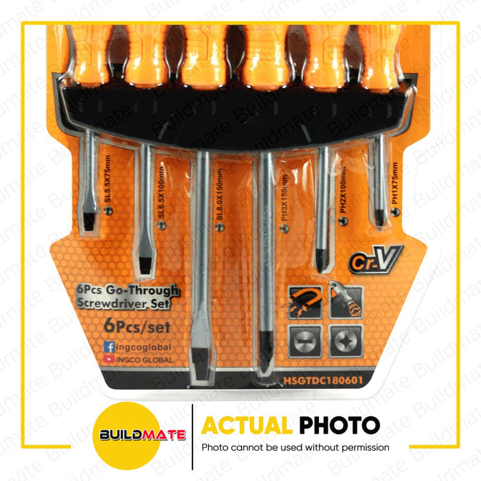 INGCO 6PCS Go-Through Screwdriver Set HSGTDC180601 •BUILDMATE• IHT