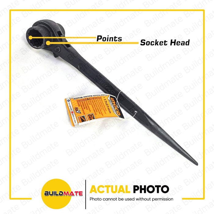 INGCO Double Socket Ratchet Wrench 17x19mm  17x21mm  19x21mm  •BUILDMATE• IHT