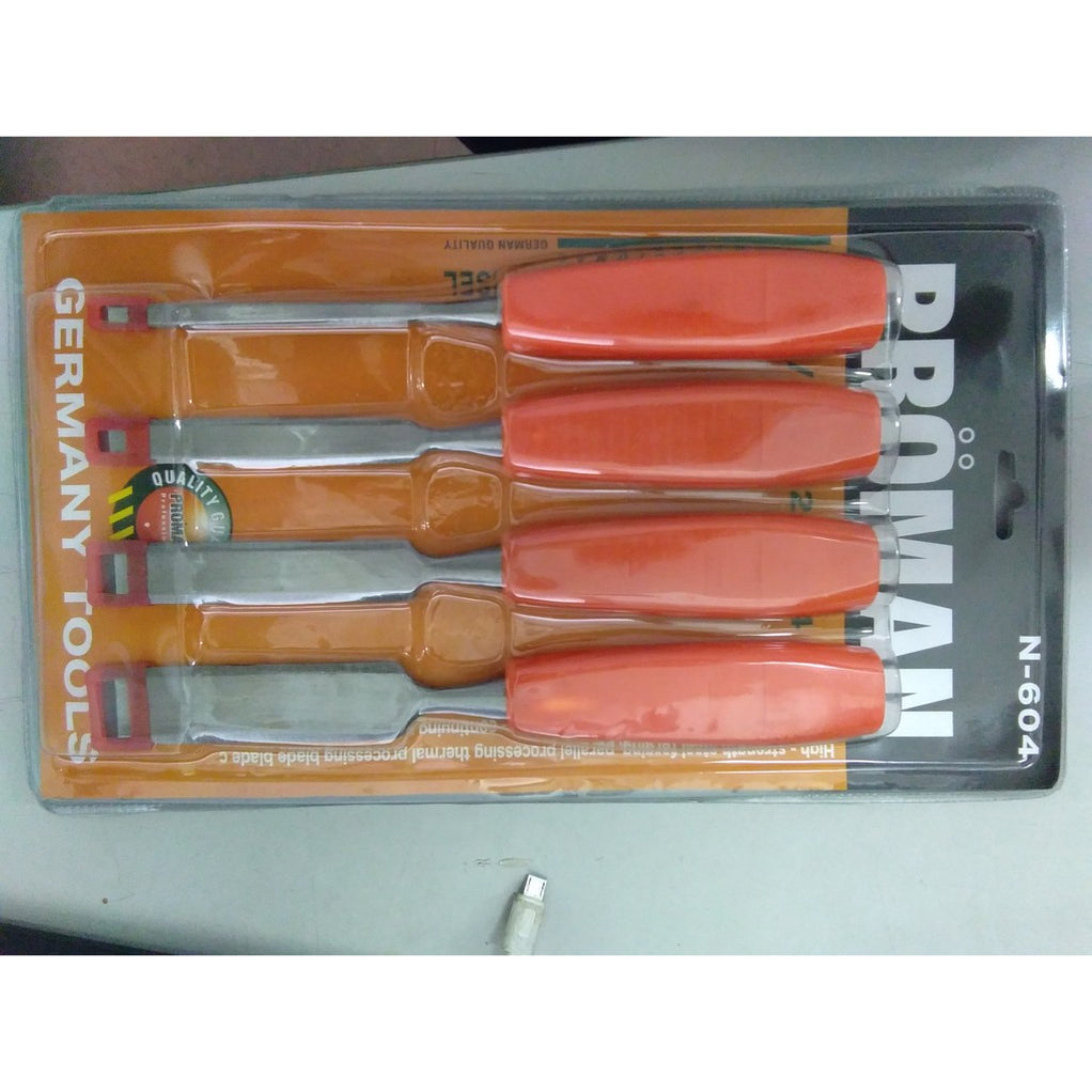 Prodem Prb008 Chisel Proman Wood Chisel with ABS Plastic Handle 4PCS/SET •BUILDMATE• — Buildmate