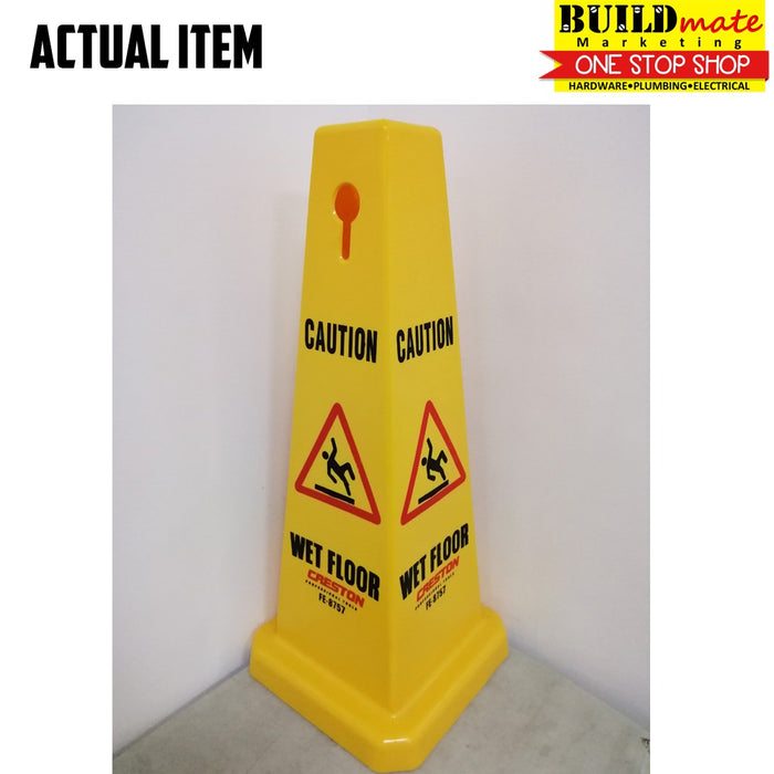 BUILDMATE Creston Four Sided Floor Sign Cone No Entry / Wet Floor Warning Caution Signage Safety Cone FE-8753 / FE-8757